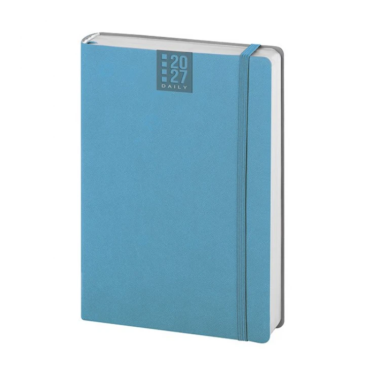Agenda giornaliera Flex Daily chiusa con copertina flessibile marrone da personalizzare con logo