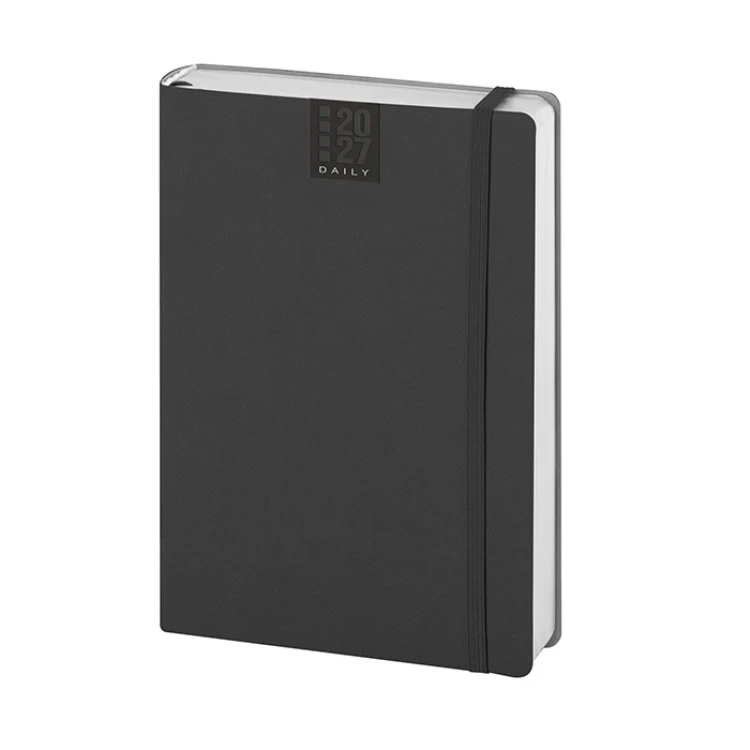 Agenda giornaliera Flex Daily chiusa con copertina flessibile marrone da personalizzare con logo
