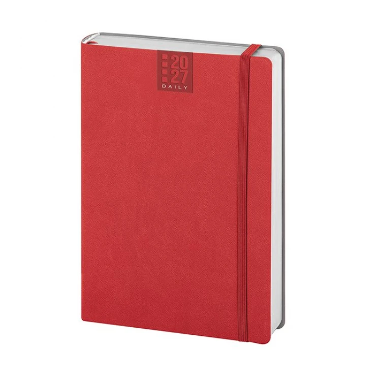Agenda giornaliera Flex Daily chiusa con copertina flessibile marrone da personalizzare con logo