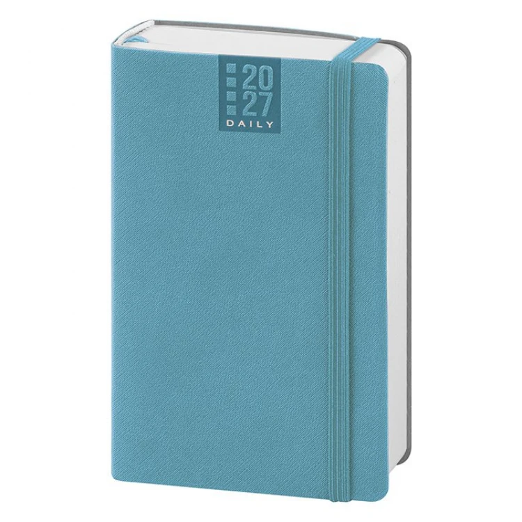 Agenda giornaliera Flex Daily chiusa con elastico, formato 9x14 cm, in poliuretano termovirante da personalizzare con logo