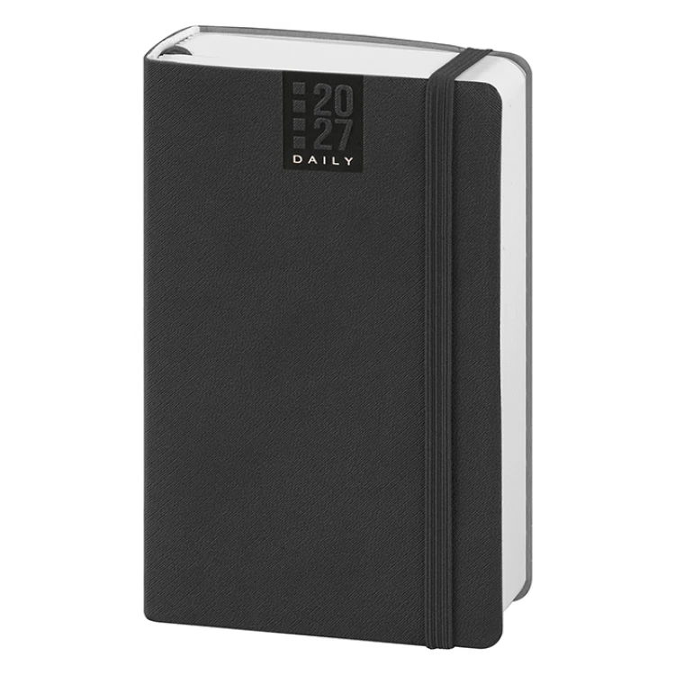 Agenda giornaliera Flex Daily chiusa con elastico, formato 9x14 cm, in poliuretano termovirante da personalizzare con logo