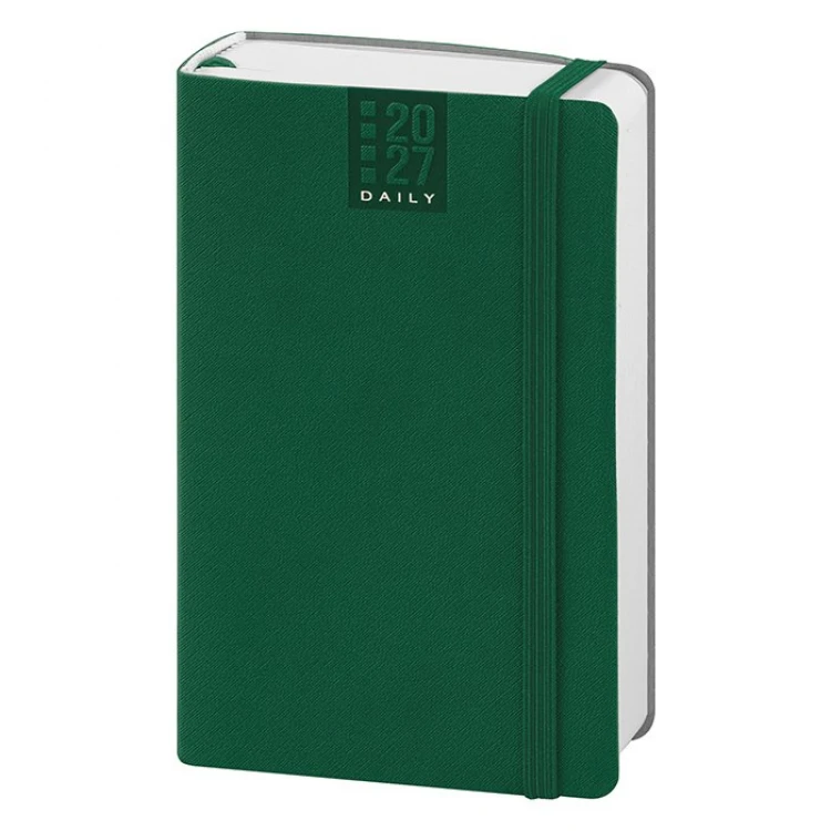 Agenda giornaliera Flex Daily chiusa con elastico, formato 9x14 cm, in poliuretano termovirante da personalizzare con logo