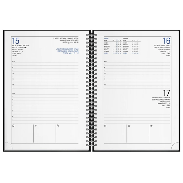 Agenda giornaliera Spiral Printflex chiusa in formato 15x21 cm da personalizzare con logo