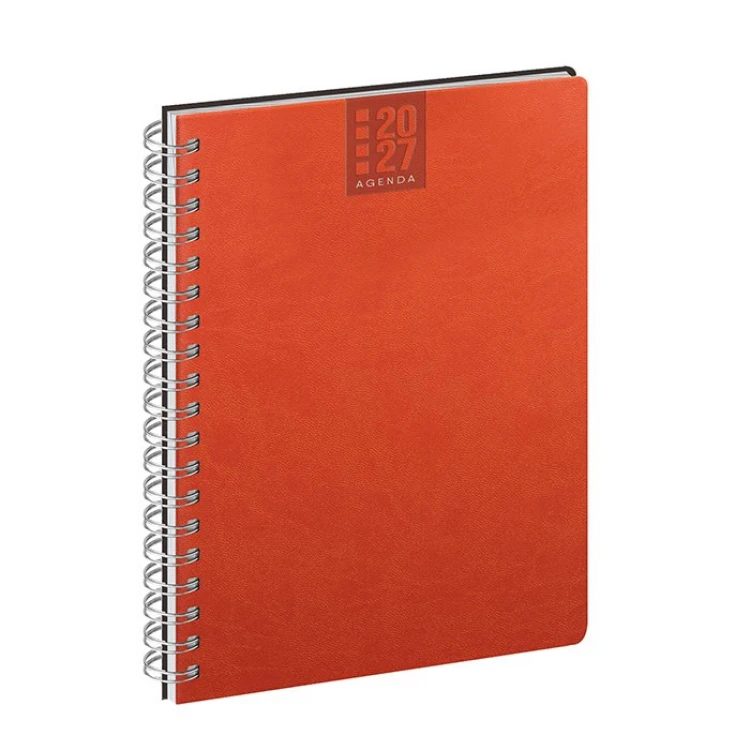 Agenda settimanale Spiral Printflex chiusa, formato 17x24 cm, copertina in carta bianca da personalizzare con logo azienda