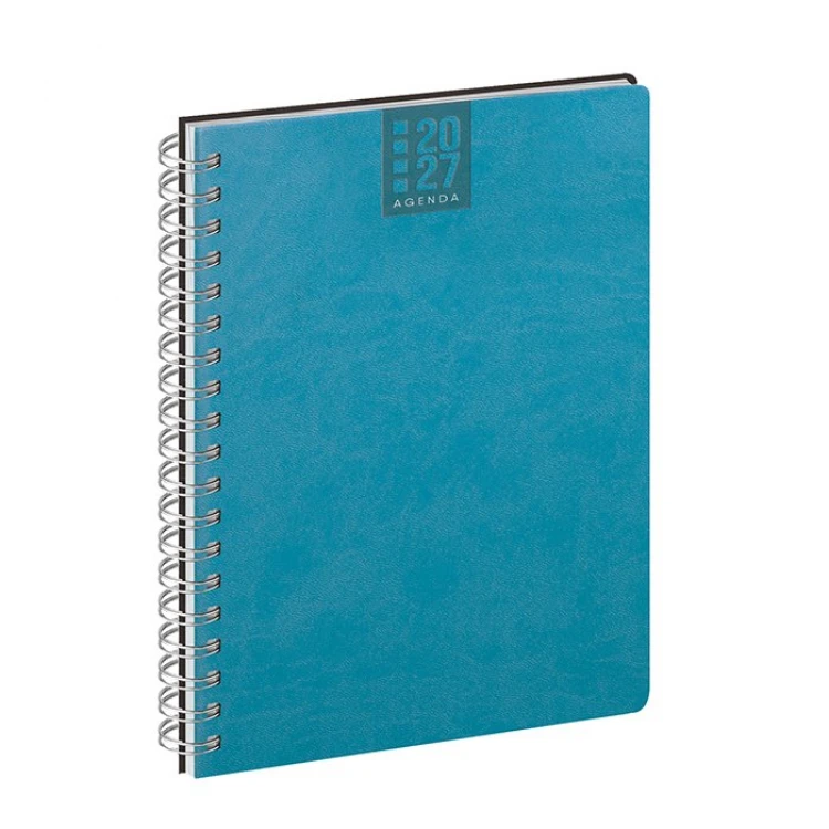 Agenda settimanale Spiral Printflex chiusa, formato 17x24 cm, copertina in carta bianca da personalizzare con logo azienda