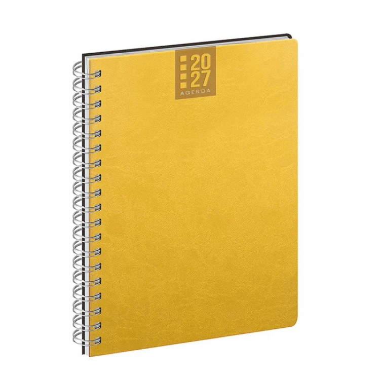 Agenda settimanale Spiral Printflex chiusa, formato 17x24 cm, copertina in carta bianca da personalizzare con logo azienda