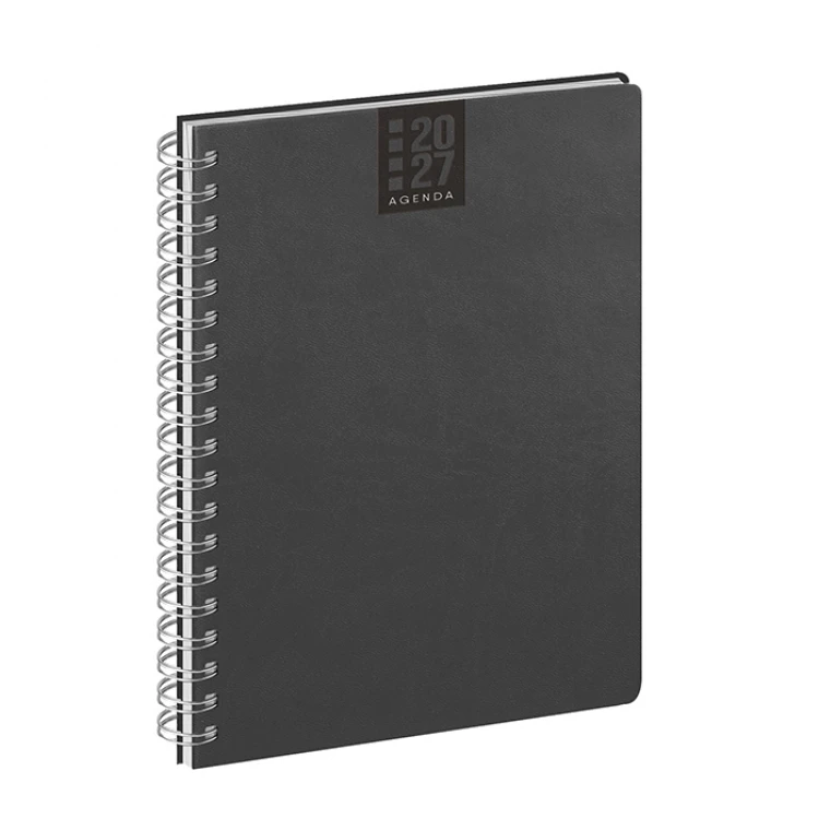 Agenda settimanale Spiral Printflex chiusa, formato 17x24 cm, copertina in carta bianca da personalizzare con logo azienda