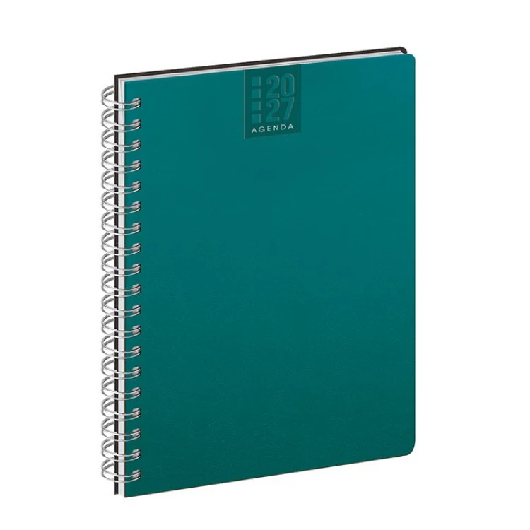 Agenda settimanale Spiral Printflex chiusa, formato 17x24 cm, copertina in carta bianca da personalizzare con logo azienda