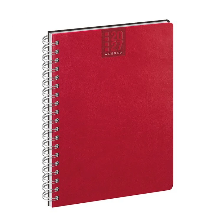 Agenda settimanale Spiral Printflex chiusa, formato 17x24 cm, copertina in carta bianca da personalizzare con logo azienda