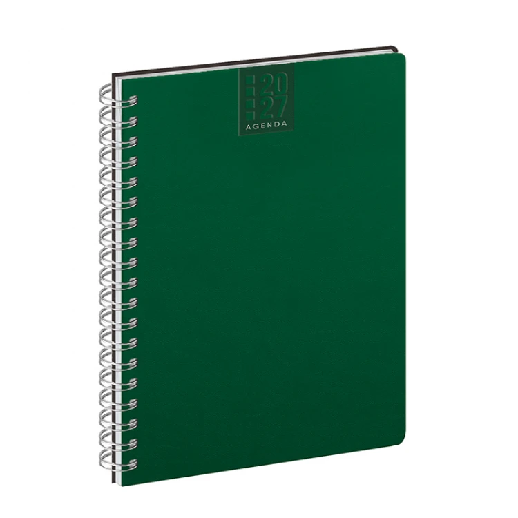 Agenda settimanale Spiral Printflex chiusa, formato 17x24 cm, copertina in carta bianca da personalizzare con logo azienda