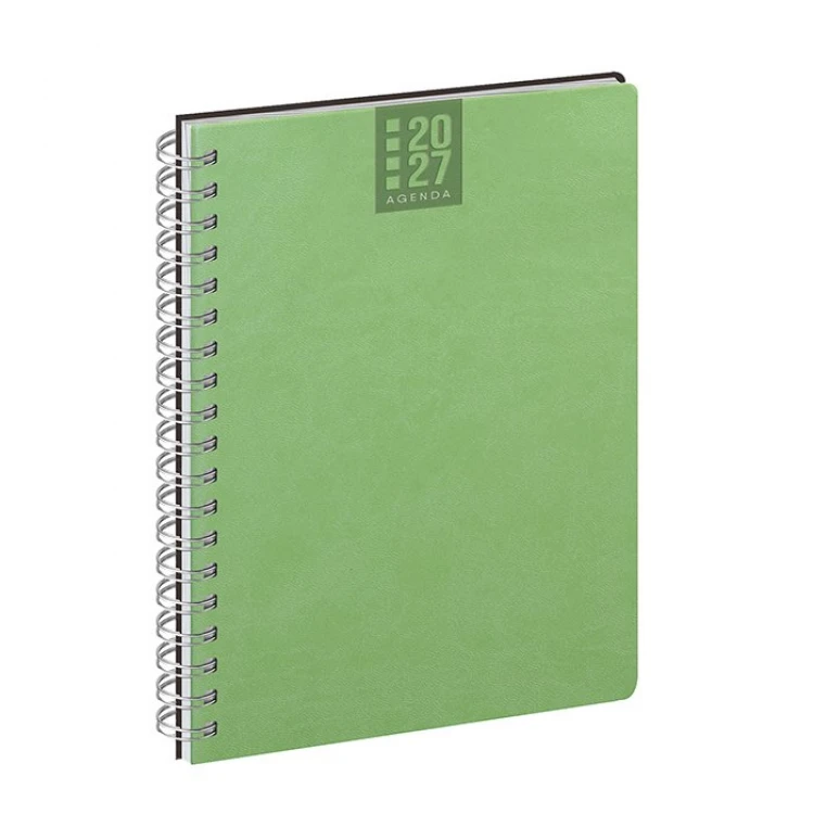 Agenda settimanale Spiral Printflex chiusa, formato 17x24 cm, copertina in carta bianca da personalizzare con logo azienda