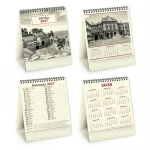 Calendario da tavolo Sicilia con 13 fogli in carta avorio e supporto rigido in cartoncino da personalizzare con logo