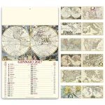 Calendario da parete Antiche Mappe, 12 fogli in carta avorio, testata rinforzata personalizzabile