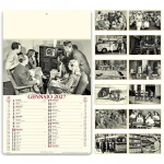 Calendario da parete mensile illustrato con testata personalizzabile, 12 fogli in carta avorio