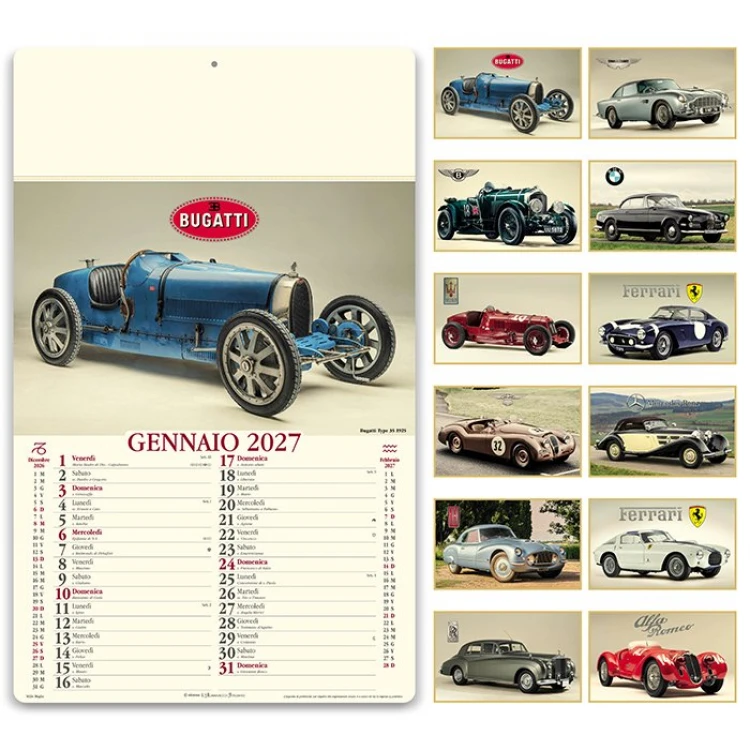 Calendario da parete Mille Miglia illustrato con testata personalizzabile