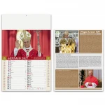 Calendario da parete Papa Leone con 12 fogli mensili illustrati in carta patinata, testata cm 30x9 da personalizzare