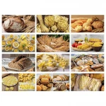Calendario da parete illustrato Pane e Pasta con 12 fogli mensili in carta patinata, area di personalizzazione sulla testata superiore