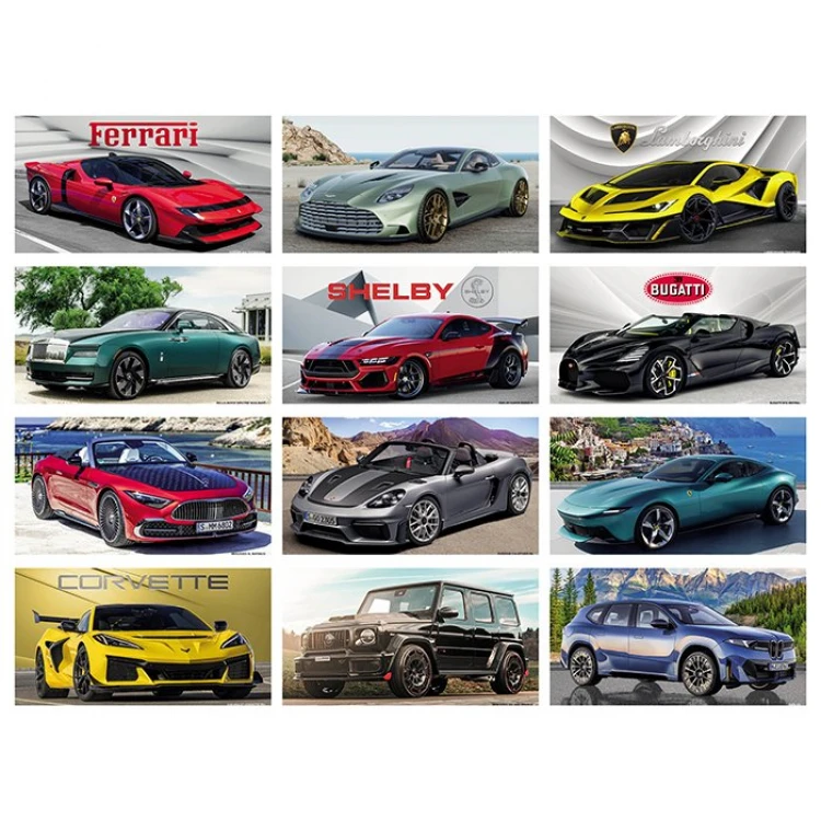 Calendario da parete con 12 fogli illustrati Auto Sportive e testata personalizzabile
