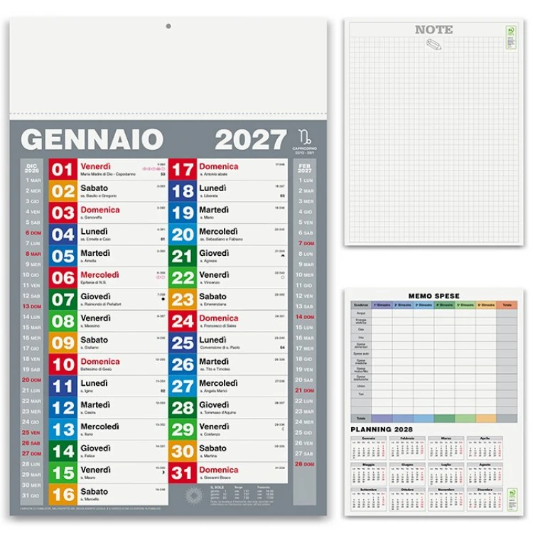 Calendario da parete block modello olandese con 12 fogli in carta patinata da personalizzare con logo aziendale