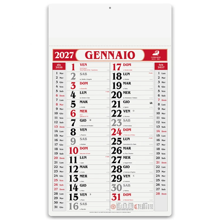 Calendario da parete gigante olandese 12 fogli, carta naturale, testata rinforzata da personalizzare