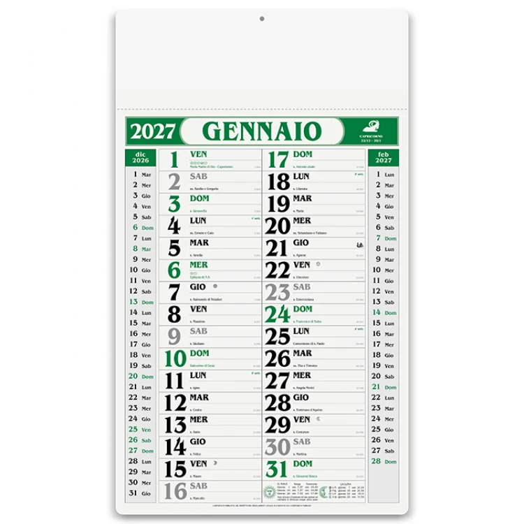 Calendario da parete gigante olandese 12 fogli, carta naturale, testata rinforzata da personalizzare