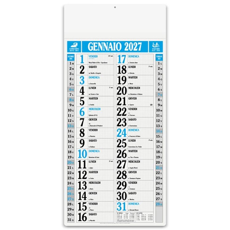 Calendario olandese da parete magnum con 12 fogli in carta naturale e testata rinforzata da personalizzare con logo
