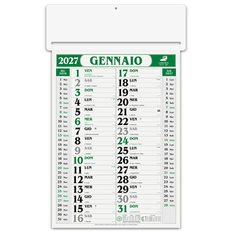 Calendario da parete passafoglio olandese in carta naturale 70 g con 12 fogli da personalizzare