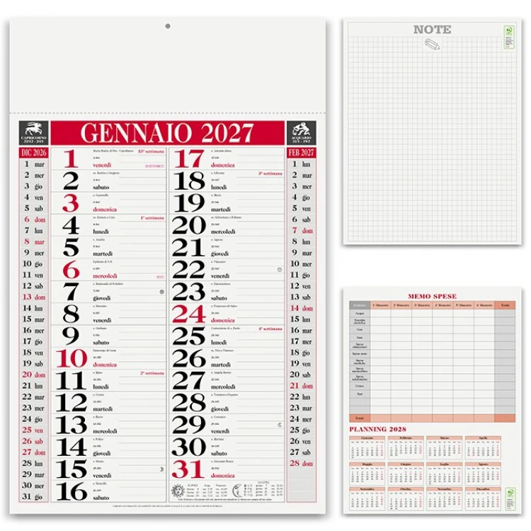 Calendario da parete olandese classic con testata da personalizzare, 30x47 cm, in carta patinata