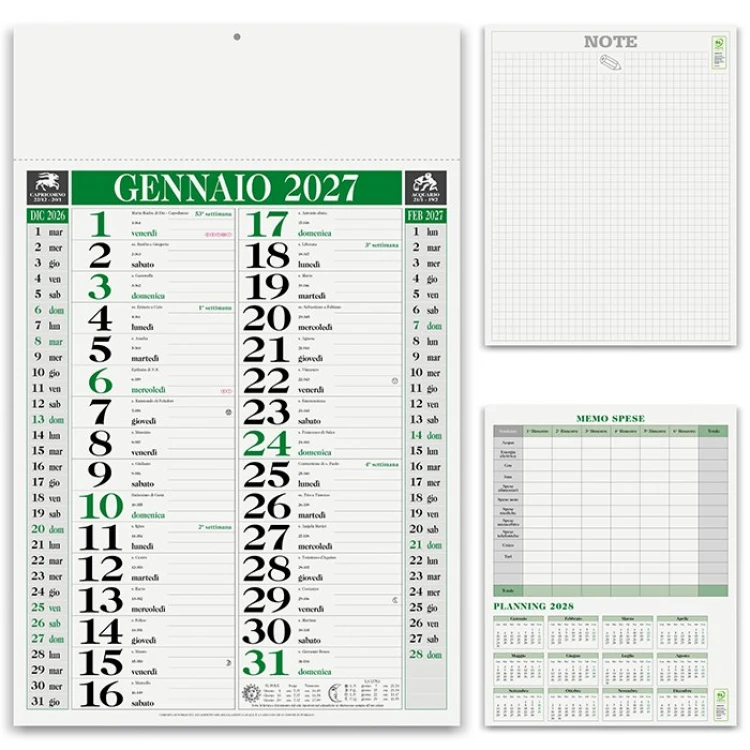 Calendario da parete olandese classic con testata da personalizzare, 30x47 cm, in carta patinata