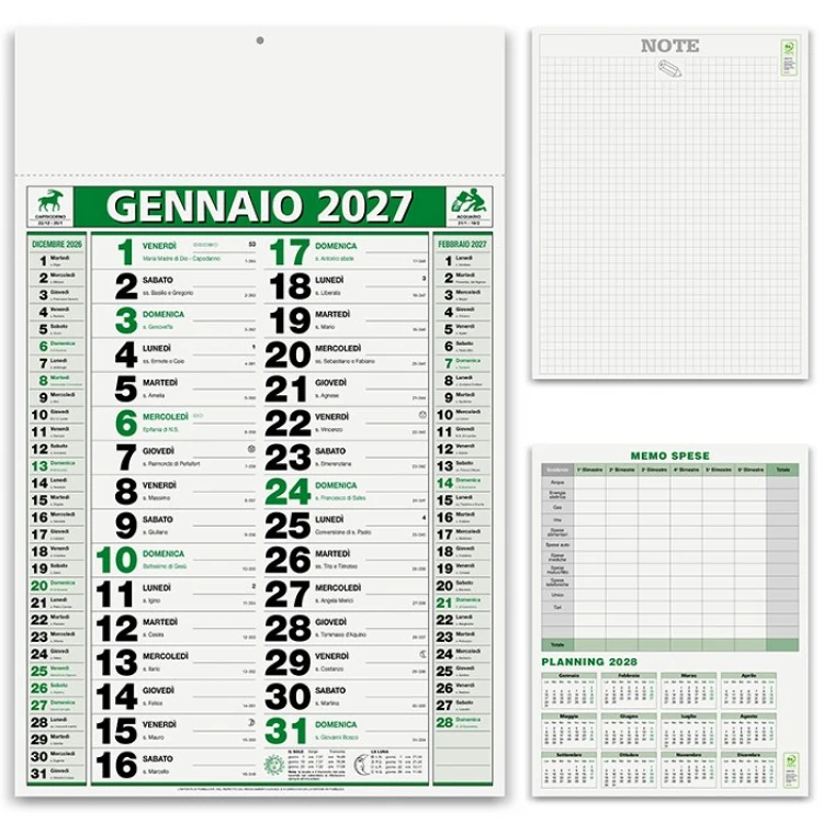 Calendario da parete olandese Elegant con 12 fogli in carta patinata e testata personalizzabile