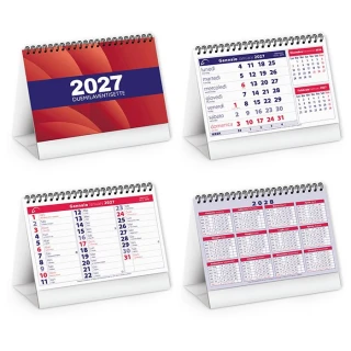 Monatlicher Tischkalender mit Kartonaufsteller