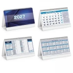 Spiralgebundener Tischkalender table notes mit weißem Kartonständer und 13 Blättern zum Personalisieren
