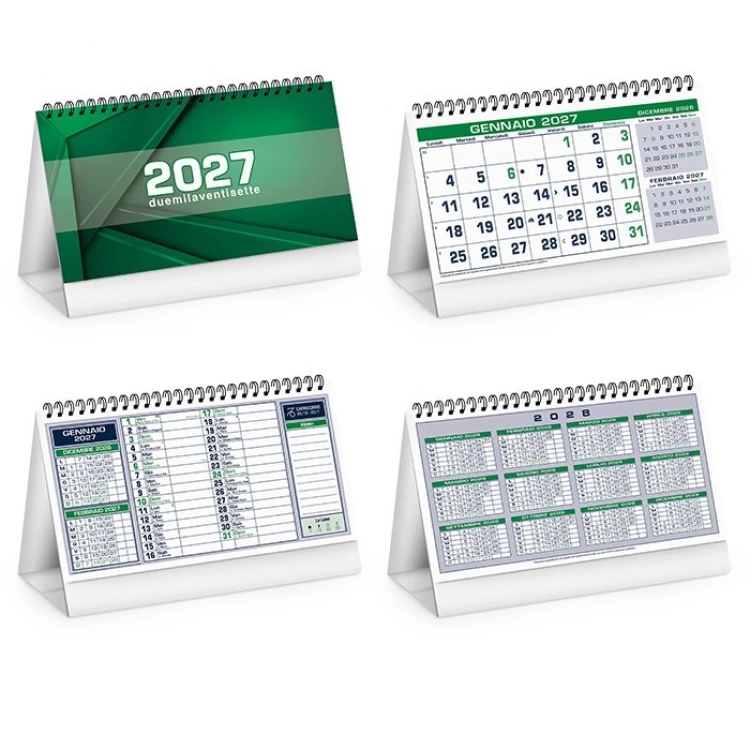 Spiralgebundener Tischkalender table notes mit weißem Kartonständer und 13 Blättern zum Personalisieren
