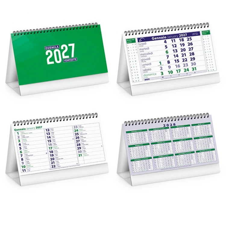 Tischkalender Chart Table mit Spiralbindung und weißem Ständer