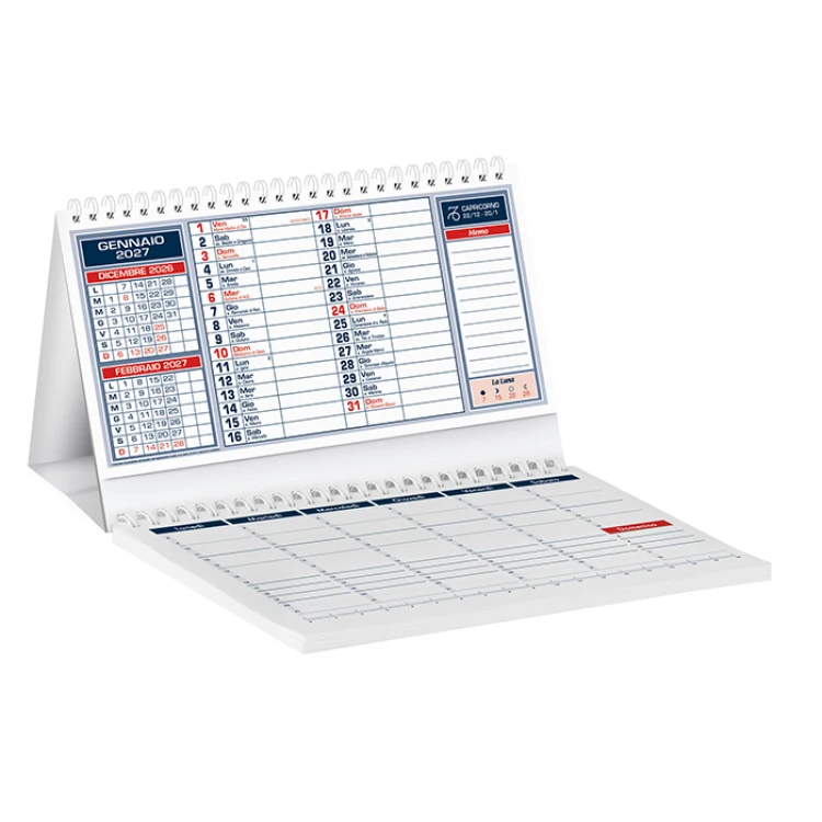 Gouaches desk calendar 19x14 cm with 13 sheets and 52-sheet weekly notepad