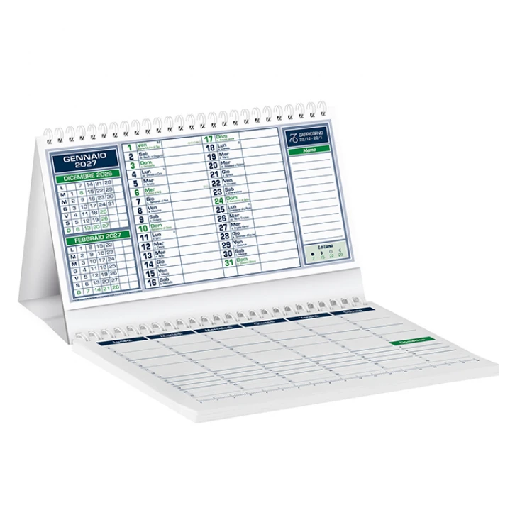 Gouaches desk calendar 19x14 cm with 13 sheets and 52-sheet weekly notepad