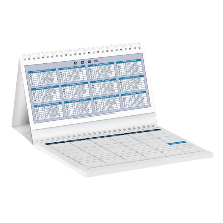 Gouaches desk calendar 19x14 cm with 13 sheets and 52-sheet weekly notepad