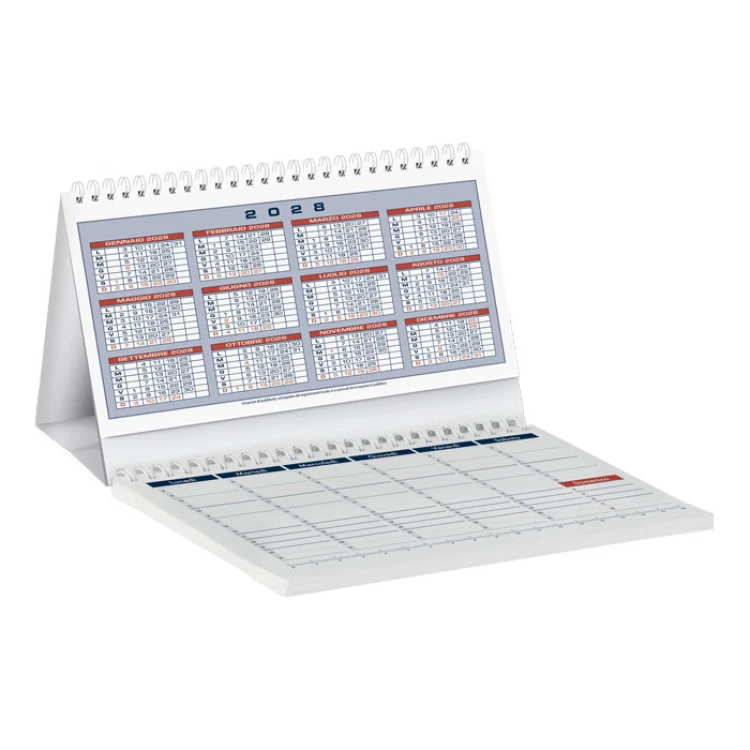 Gouaches desk calendar 19x14 cm with 13 sheets and 52-sheet weekly notepad