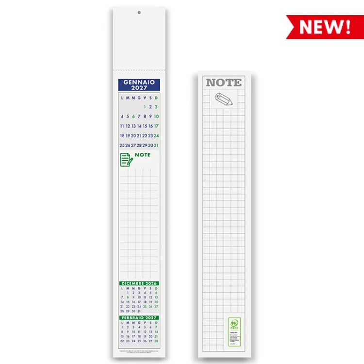 Calendario da parete Silhouette multicolor mini con 12 fogli in carta patinata e testata da personalizzare