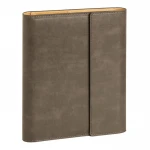 Agenda giornaliera a portafoglio in poliuretano termovirante con chiusura magnetica e tasche interne, visione frontale