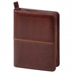 Daily diary binder with zip closure and replaceable 416-page interior, closed, ready for customisation