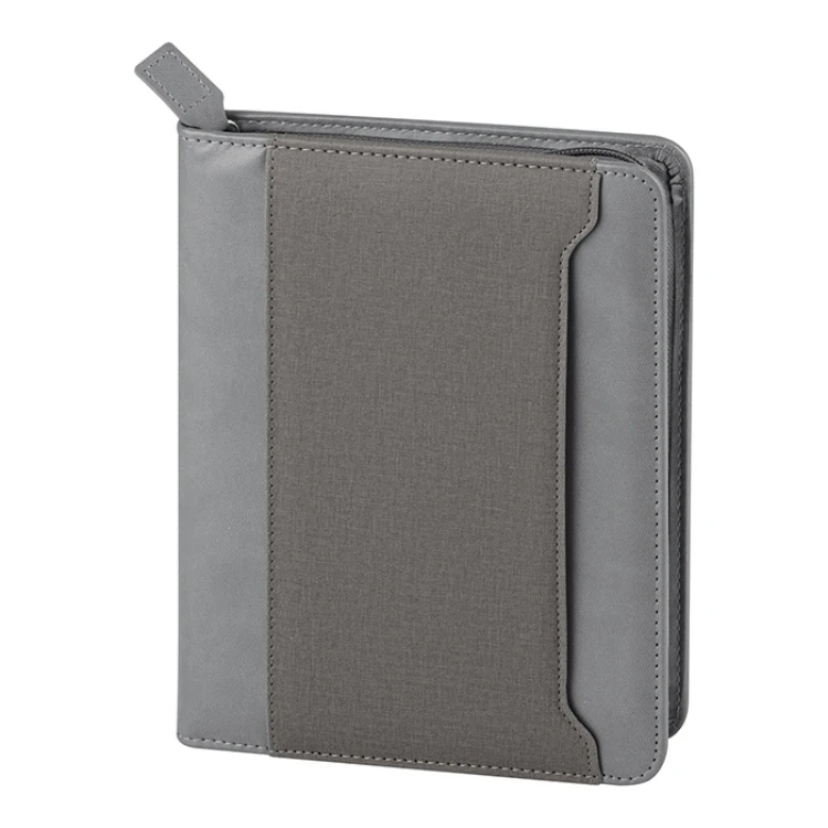 Agenda semanal de bolso com fecho de correr, interior branco 17x24 cm, estojo em poliuretano termoplástico para personalizar com logótipo empresarial