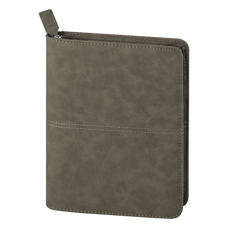Agenda bolsa fechada com fecho de correr em ecocouro, cor disponível, pronta para personalizar com logótipo