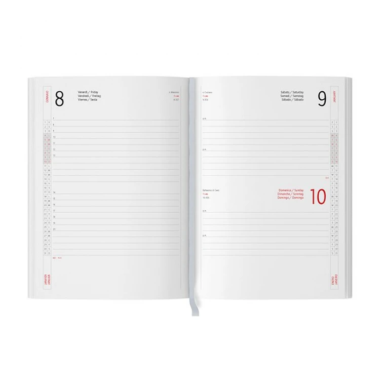 Agenda giornaliera modello Portafoglio in poliuretano nero con interno 17x24 cm da personalizzare