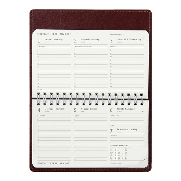 Agenda manager settimanale portafoglio 9x15 cm in poliuretano termovirante con astuccio lusso, copertina personalizzabile con logo