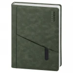 Agenda giornaliera chiusa 15x21 cm in carta bianca con quadranti imbottiti e tasche anteriori