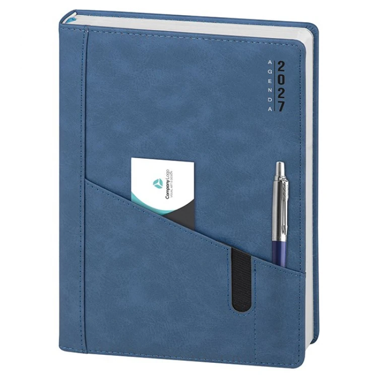 Agenda giornaliera chiusa in copertina poliuretano, formati 17x24 centimetri, disponibile in vari colori per la personalizzazione aziendale