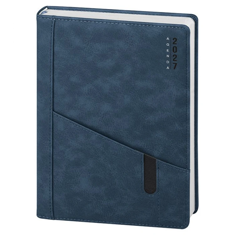 Agenda giornaliera chiusa in copertina poliuretano, formati 17x24 centimetri, disponibile in vari colori per la personalizzazione aziendale