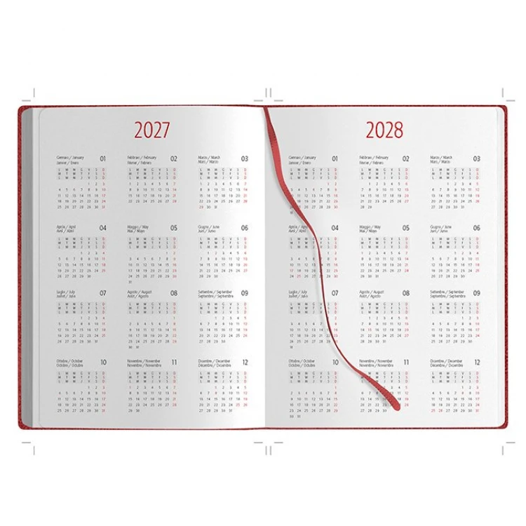 Agenda giornaliera chiusa in copertina poliuretano, formati 17x24 centimetri, disponibile in vari colori per la personalizzazione aziendale