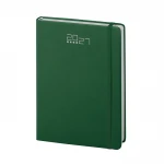 Agenda settimanale in poliuretano con copertina rigida e elastico in tinta, pagine multilingue e segnapagine da personalizzare con logo